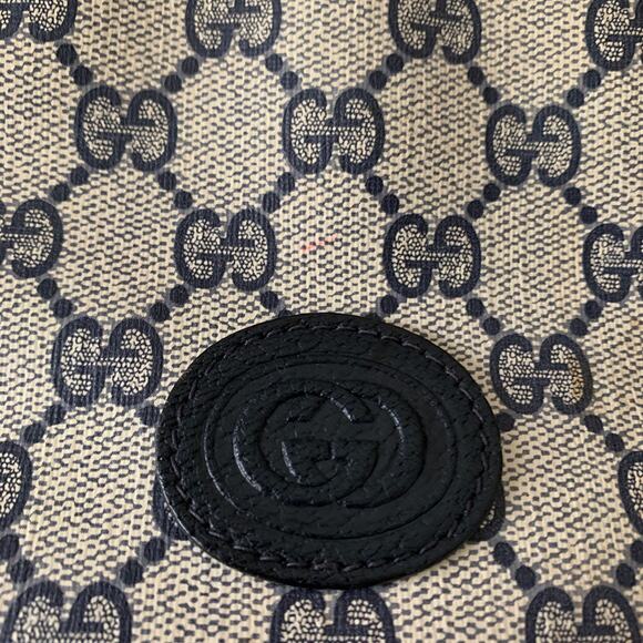 Vintage Gucci Boston Navy Blue Gray Handbag Purse Satchel Authentic - Picture 4 of 15